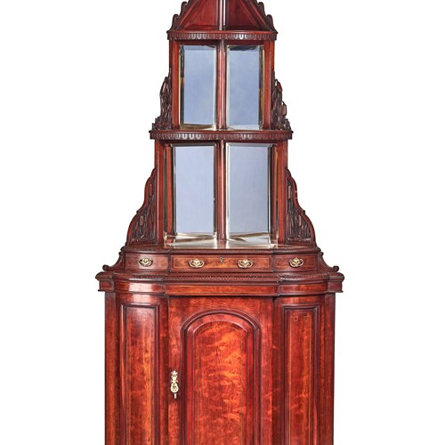 Victorian Walnut & Carved Corner Cupboard