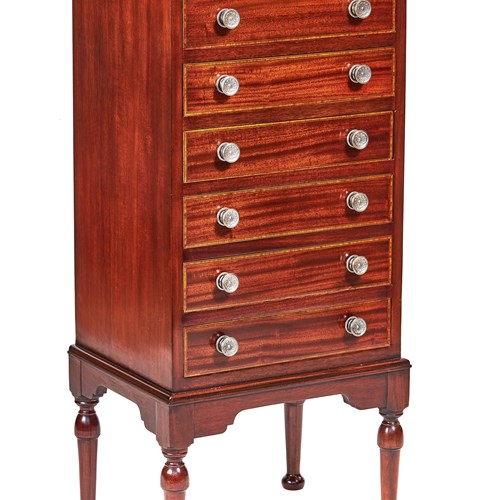 Edwardian Mahogany Inlaid 6 Drawer Chest