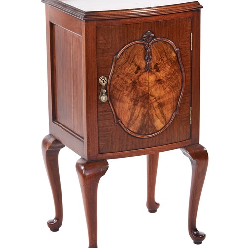 Walnut Bowfront Single Door Bedside Cupboard