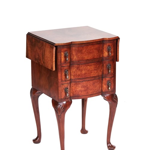 Burr Walnut Georgian Style 3 Drawer Drop Leaf Chest