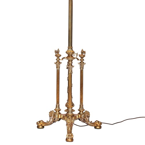 Fine Victorian Brass Standard Lamp With Corinthian