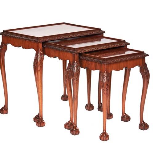 Burr Walnut Nest 3 Tables Circa 1930S