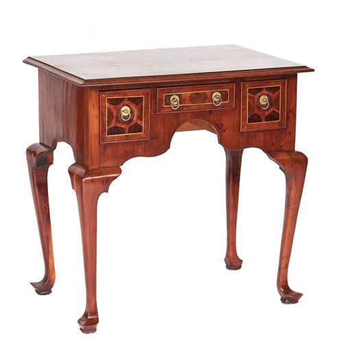 Queen Anne Revival Yewood, Oyster Veneer, Lowboy, 