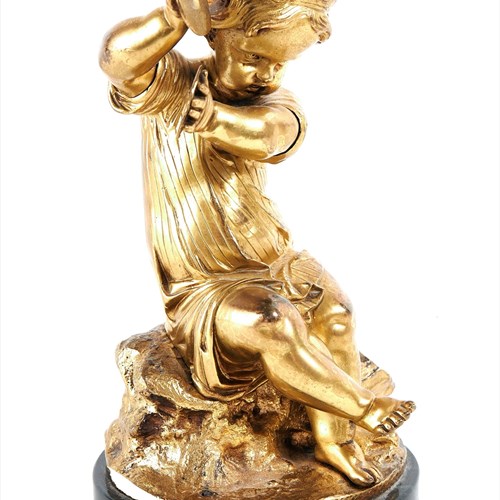 Victorian Gilt Bronze Figure Of A Child Playing The Cymbals