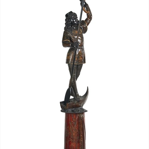C19th Venetian Carved Gondolier Figure Candlestand
