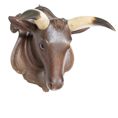 Victorian Oak Carved Cows Head Butchers Shop Trade Sign