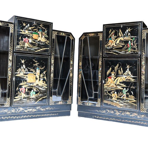 Pair Chinoiserie, Bureau & Cocktail Cabinets 1930S