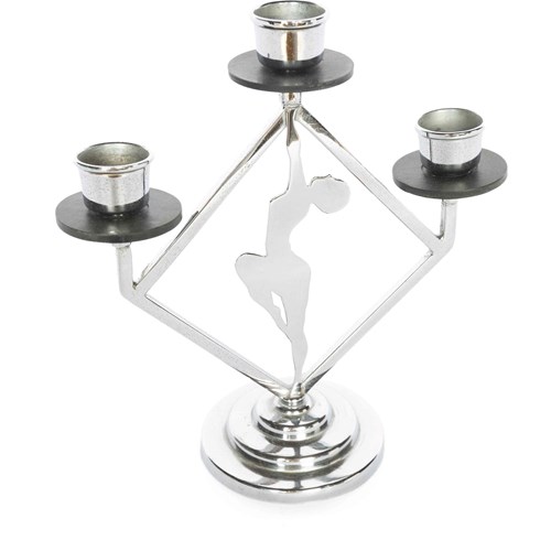Art Deco Chrome Silhouette Lady Candleabra 1930S