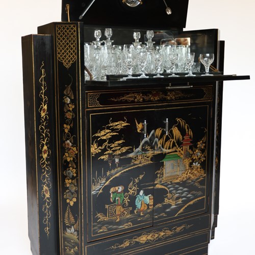 Art Deco Chinoiserie Cocktail Cabinet 1930S