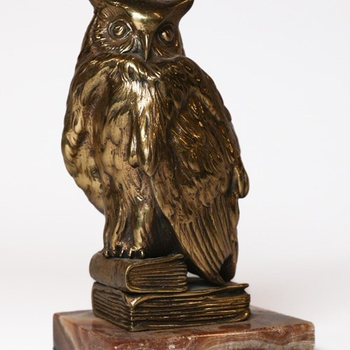 Victorian Gilt Bronze Owl Paperweight