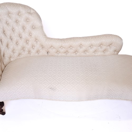 Victorian Rosewood & Upholstered Chaise Longue