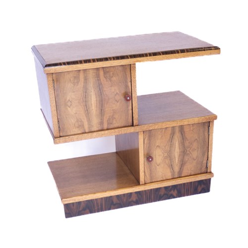 Art Deco Oak & Walnut Side Table 1930S