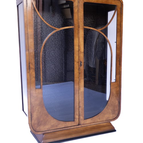 Art Deco Walnut Display Cabinet 1930S