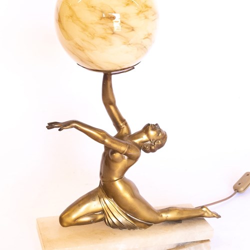 Art Deco Spelter Lady Lamp 1930S