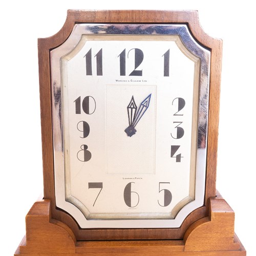 Art Deco Walnut & Chrome  Mantel Clock 1930S