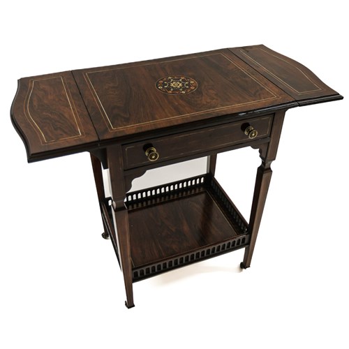 Edwardian Rosewood Inlaid Drop Leaf Table