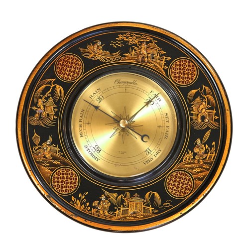 Chinoiserie Decorated Circular Barometer Circa 1930S