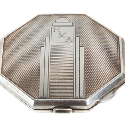 Art Deco Silver Octagonal Powder Compact