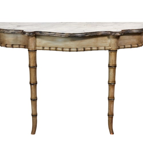 Regency Style Painted Faux Bamboo Side Table