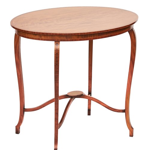 Fine Edwardian Satinwood Inlaid Oval Top Table