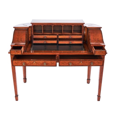 Fine Sheraton Revival Satinwood Inlaid Carlton House Desk