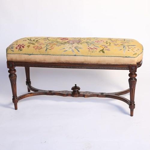 Victorian Carved Walnut Stool / Window Seat