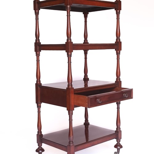 Mahogany 4 Tier Whatnot With Single Drawer, Circa 1830