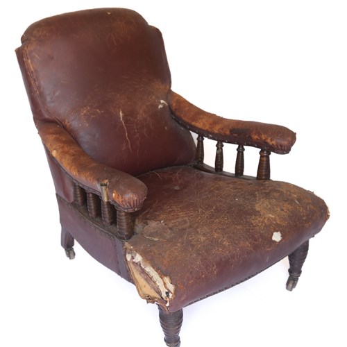 Late Victorian Walnut Howard Style Upholstered Chair