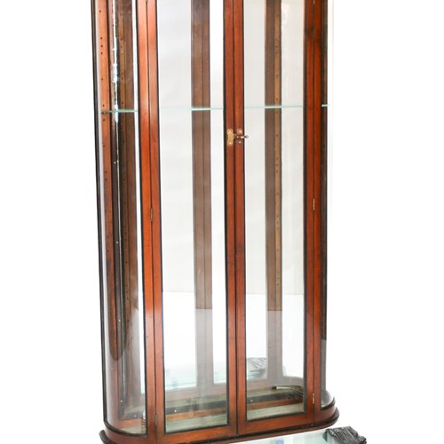 Victorian Mahogany Bow Sided Shop Display Cabinet