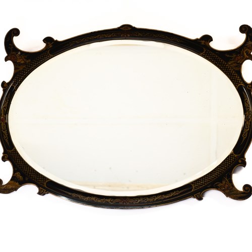 Chinoiserie Decorated Oval Wall Mirror 1930S