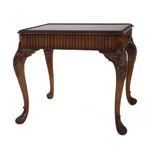 Walnut & Carved Coffee Table With Drawer