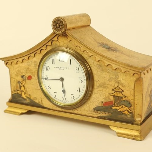 Chinoiserie Decorated Mantel Clock Circa 1930S