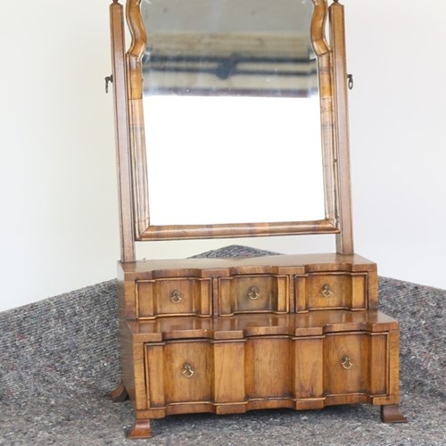 Walnut Queen Anne Revival Dressing Mirror 