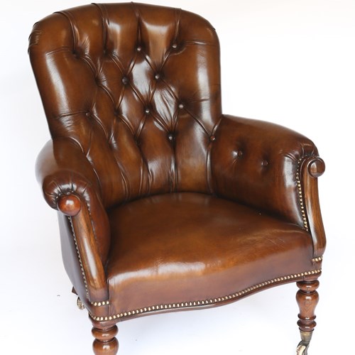 Late Regency Rosewood & Leather Library Chair