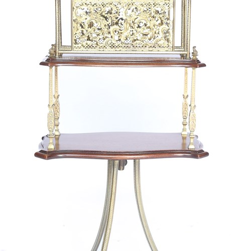 Victorian Mah & Gilt Brass Revolving Canterbury