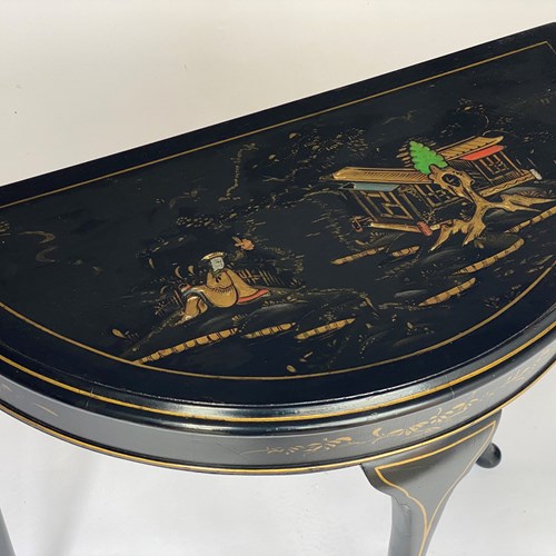 Chinoiserie  Decorated Demi Lune Consoletable