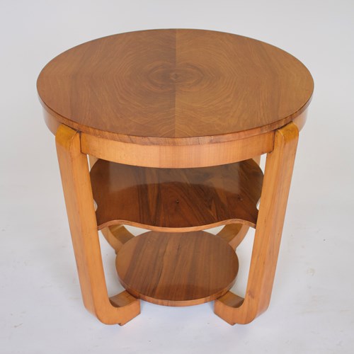 Art Deco Walnut 3 Tier Lamp Table Circa 1930S