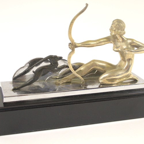 Art Deco Silver Plated Diana The Huntress Figure C1930s