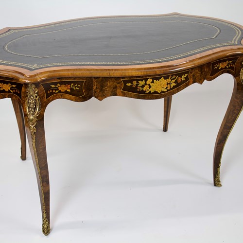Fine C19th  French Burrwalnut & Marquetry Bureau Plat