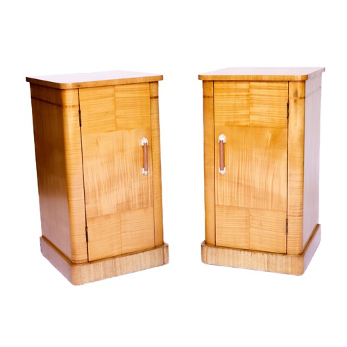 Pair Art Deco Maple Bedside Cupboards 1930S
