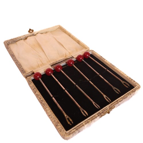 Set 6 Cased Cherry Cocktail Sticks 1930S