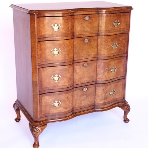 Georgian Revival Walnut 4 Drawer Chest 1920S