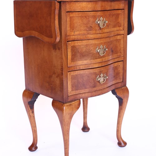 Small Burr Walnut 3 Drawer  Drop Leaf Chest 1930S