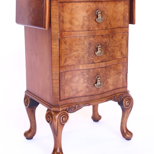 Small Walnut Drop Leaf Cupboard / Drawer 1930S