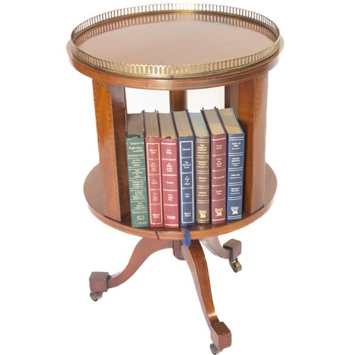 Edwardian Mahogany Inlaid Revolving Bookcase