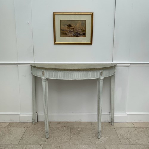 A Painted Classical Style Demi Lune Console Table 
