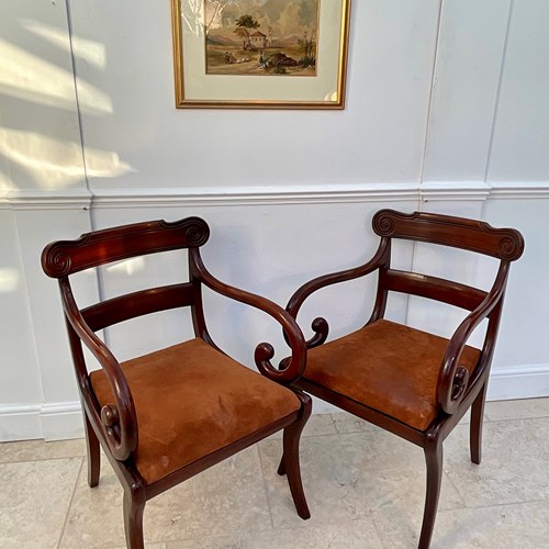 Pair Of Regency Elbow Chairs 