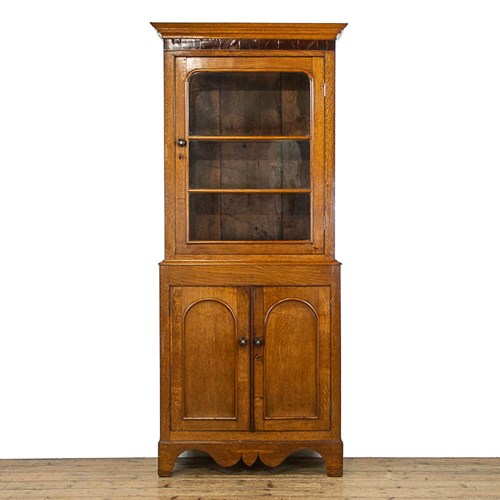 Antique Welsh Oak Glazed Display Cabinet