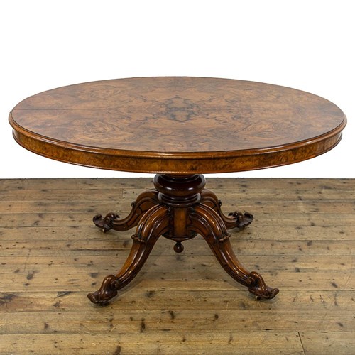 Antique Burr Walnut Oval Tilt Top Centre Table