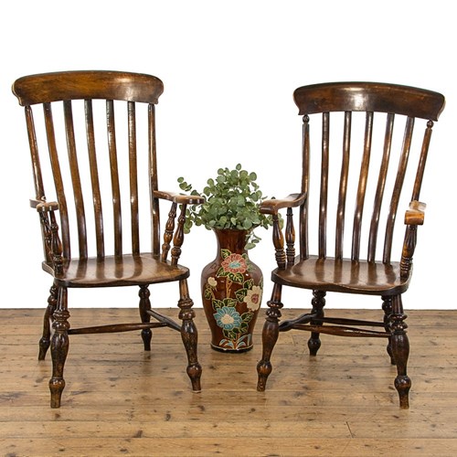 Harlequin Pair Of Antique Windsor Armchairs